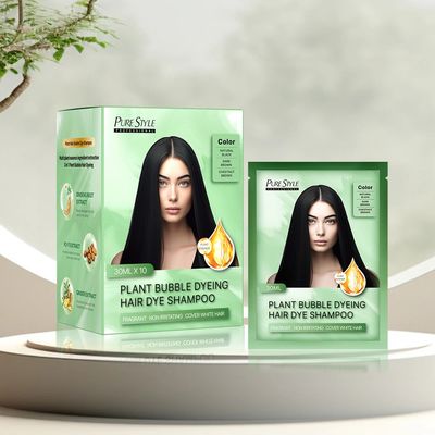 PureStyle Fast Black Organic Bubble Hair Dye Shampoo 200ml Cream Halal Certified Safe for Sensitive Skin Home Use