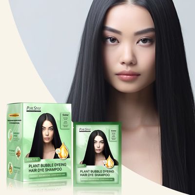 PureStyle Fast Black Organic Bubble Hair Dye Shampoo 500ml Herbal Formula Permanent Treatment Cream Harmless for Hair Skin Free