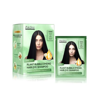 Plant Hair Dye Shampoo Fast Gray Coverage Bubble Color for Home