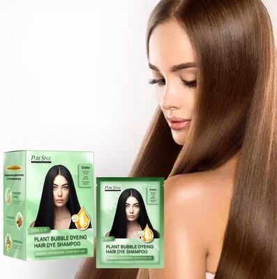 Plant Hair Dye Shampoo Fast Gray Coverage Bubble Color Easy Application Black Hair Dye OEM