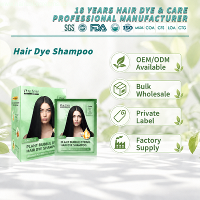 Quick 5 Minute Dye Shampoo Manufacturer OEM ODM Plant Hair Dye Shampoo Black Hair Dye MOQ 5000 PCS