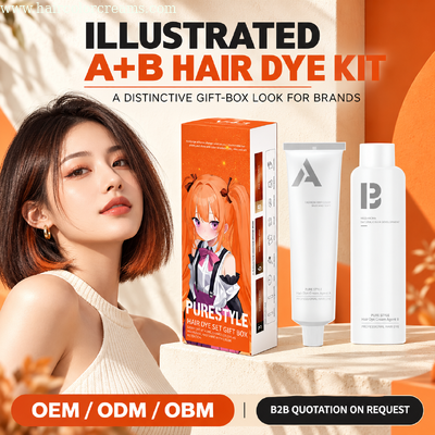 Home Hair Dye Pure Style Illustrated A and B Hair Color Cream and Developer Gift Box 100 Milliliter Each for Professional