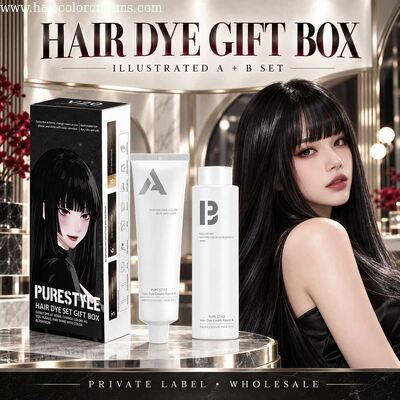 Pure Style A+B Hair Dye Gift Box with Black Illustrated Carton Wholesale